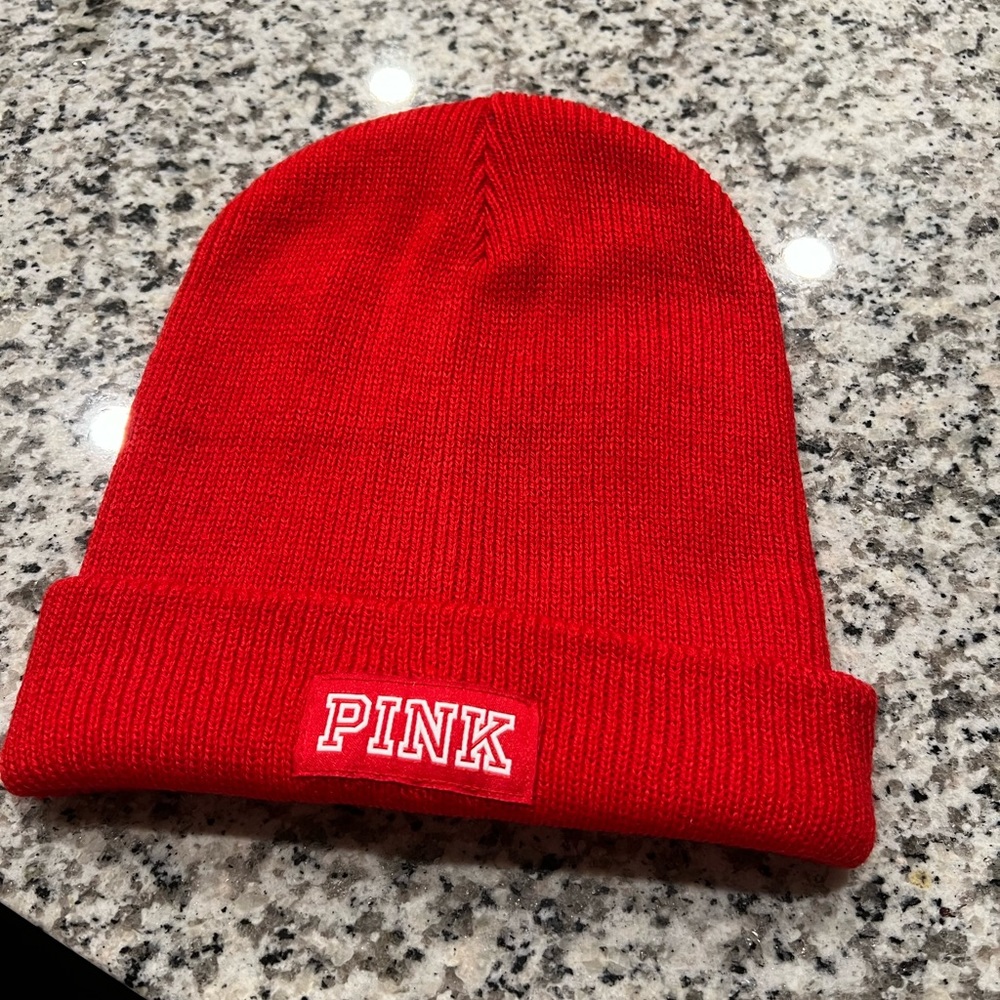 PINK Red Beanie